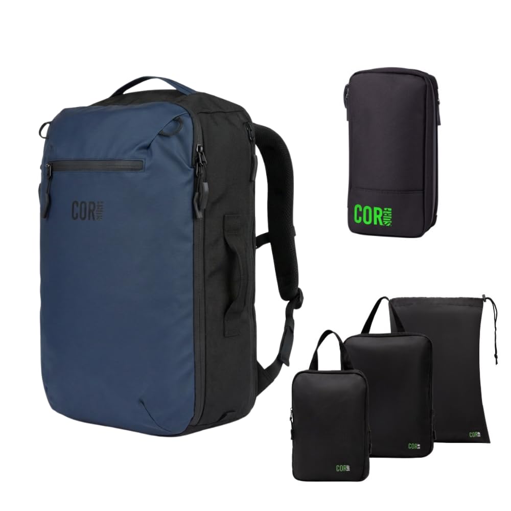 Carry On Travel Backpack Bundle | Island Hopper Travel Backpack with Toiletry Bag and Compression Packing Cube Set