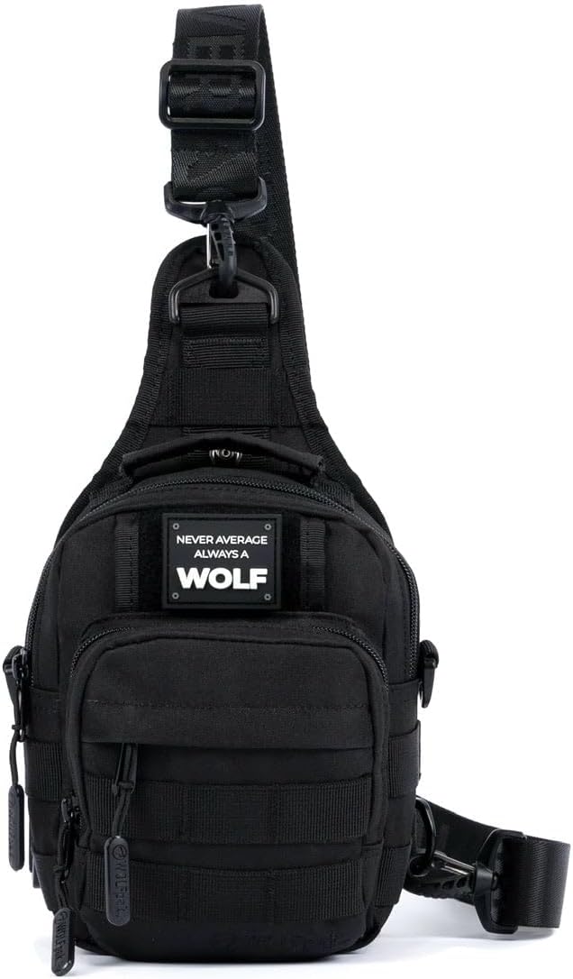 WOLFpak 4L Mini Tactical Sling Bag (Alpha Black) Compact Crossbody Backpack for Gym, Travel & EDC | Tactical Shoulder Bag with Multiple Pockets – Lightweight, Durable Sling Pack for Men & Women