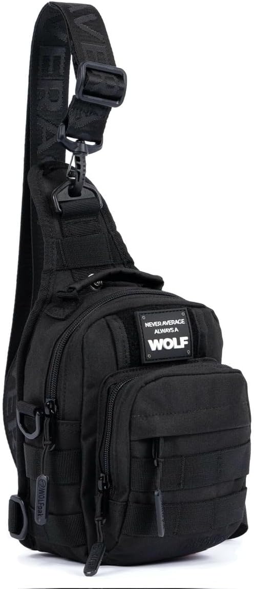 WOLFpak 4L Mini Tactical Sling Bag (Alpha Black) Compact Crossbody Backpack for Gym, Travel & EDC | Tactical Shoulder Bag with Multiple Pockets – Lightweight, Durable Sling Pack for Men & Women