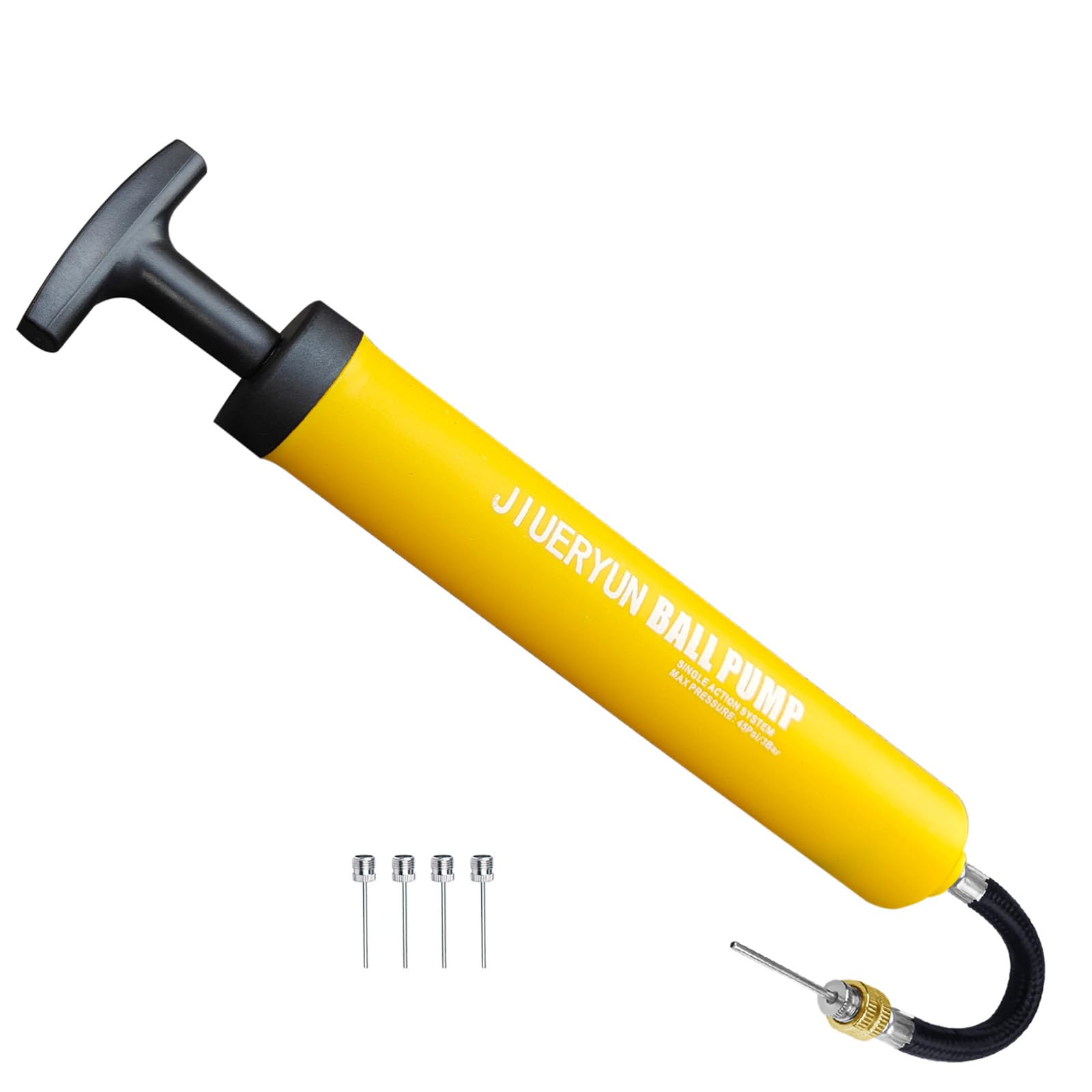 Sports Ball Pump Inflator with 5 Needles (Pin), Dual Action Hand Held Portable Air Pump with pins to Inflate Soccer Ball, Football, Volleyball, Rugby, Netball & Basketball