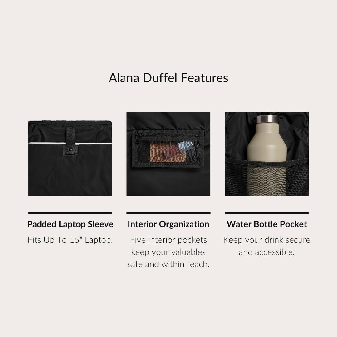 Vooray Alana Duffel Bag – Small Lightweight Travel Bag with Laptop Sleeve, Sports Gym Duffel for Women & Men, Weekender for Overnight, Everyday Use, or Hospital Travel