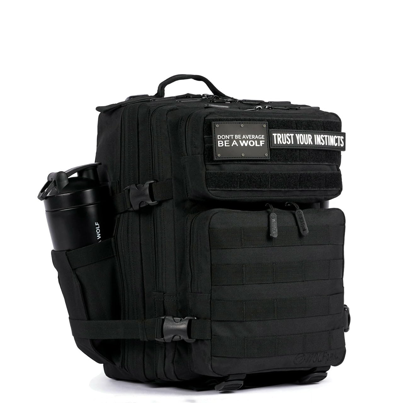 WOLFpak 25L Athletic Gym Backpack - Durable 1000D Waterproof Oxford Material with MOLLE Webbing, Laptop Pocket & Dual Cup Holders, Durable Fitness/Travel/Military Daypack (Nightshade Edition)