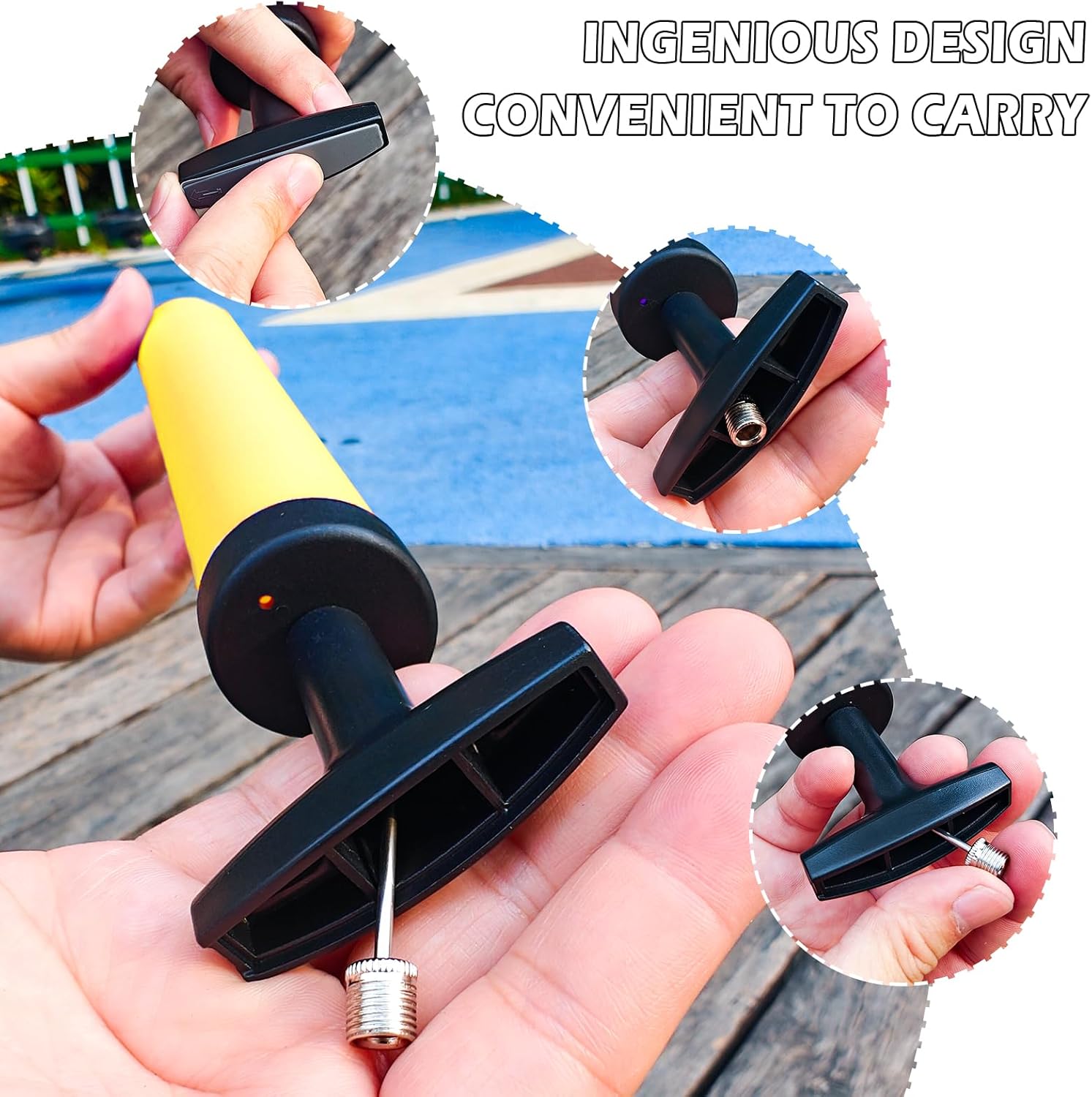 Sports Ball Pump Inflator with 5 Needles (Pin), Dual Action Hand Held Portable Air Pump with pins to Inflate Soccer Ball, Football, Volleyball, Rugby, Netball & Basketball