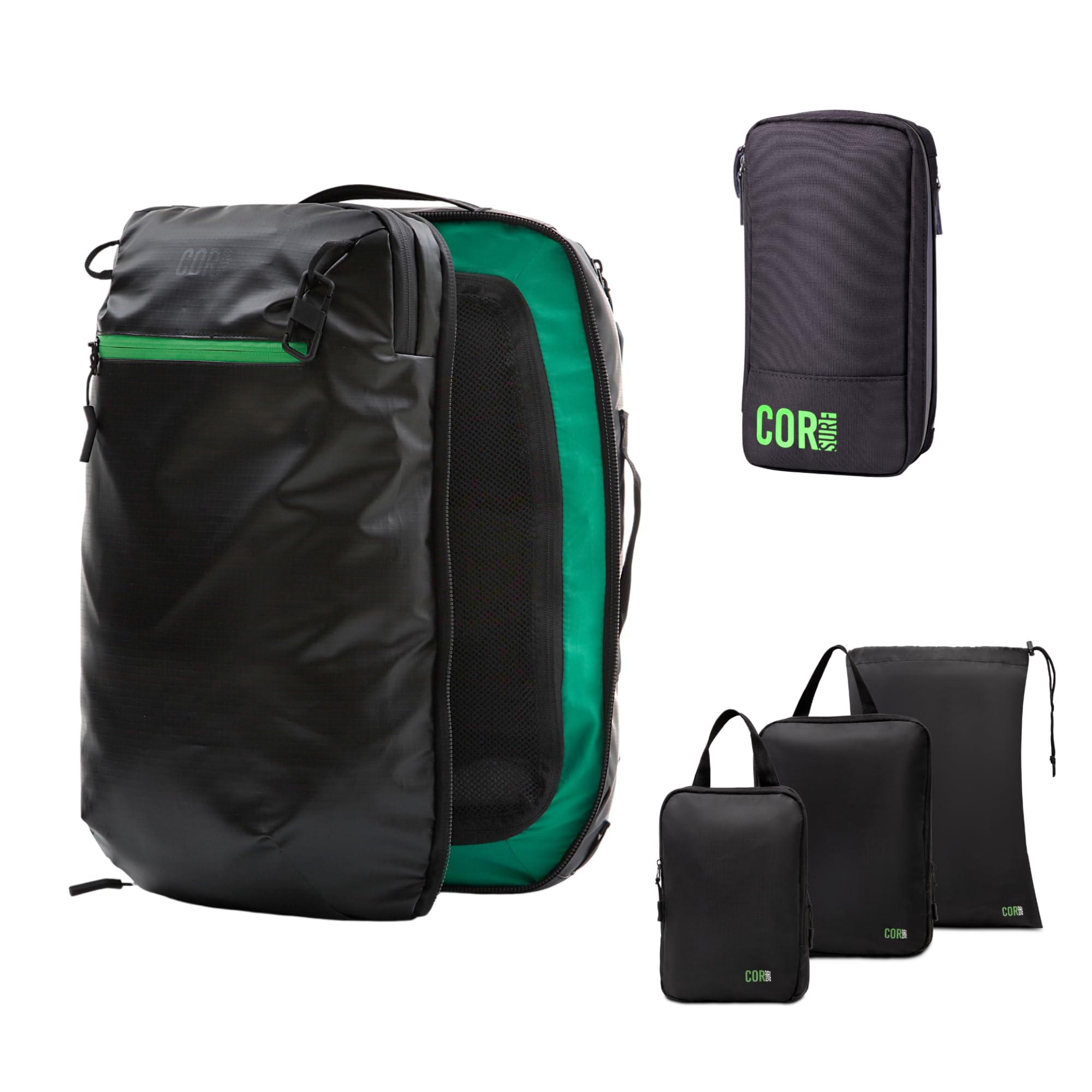 Carry On Travel Backpack Bundle | Island Hopper Travel Backpack with Toiletry Bag and Compression Packing Cube Set