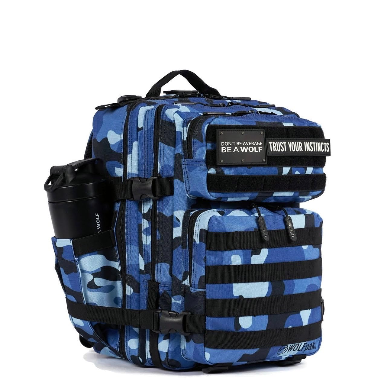 WOLFpak 25L Athletic Gym Backpack - Durable 1000D Waterproof Oxford Material with MOLLE Webbing, Laptop Pocket & Dual Cup Holders, Durable Fitness/Travel/Military Daypack (Nightshade Edition)