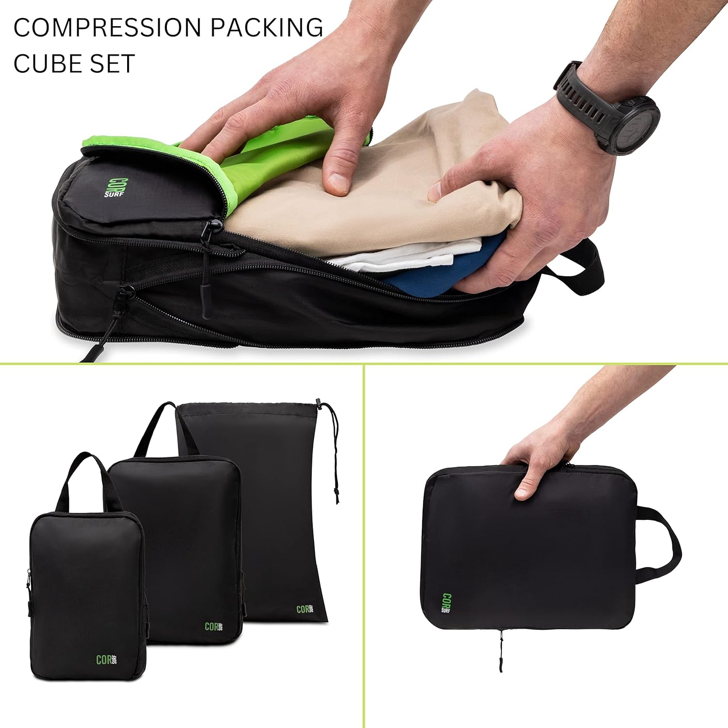 Carry On Travel Backpack Bundle | Island Hopper Travel Backpack with Toiletry Bag and Compression Packing Cube Set