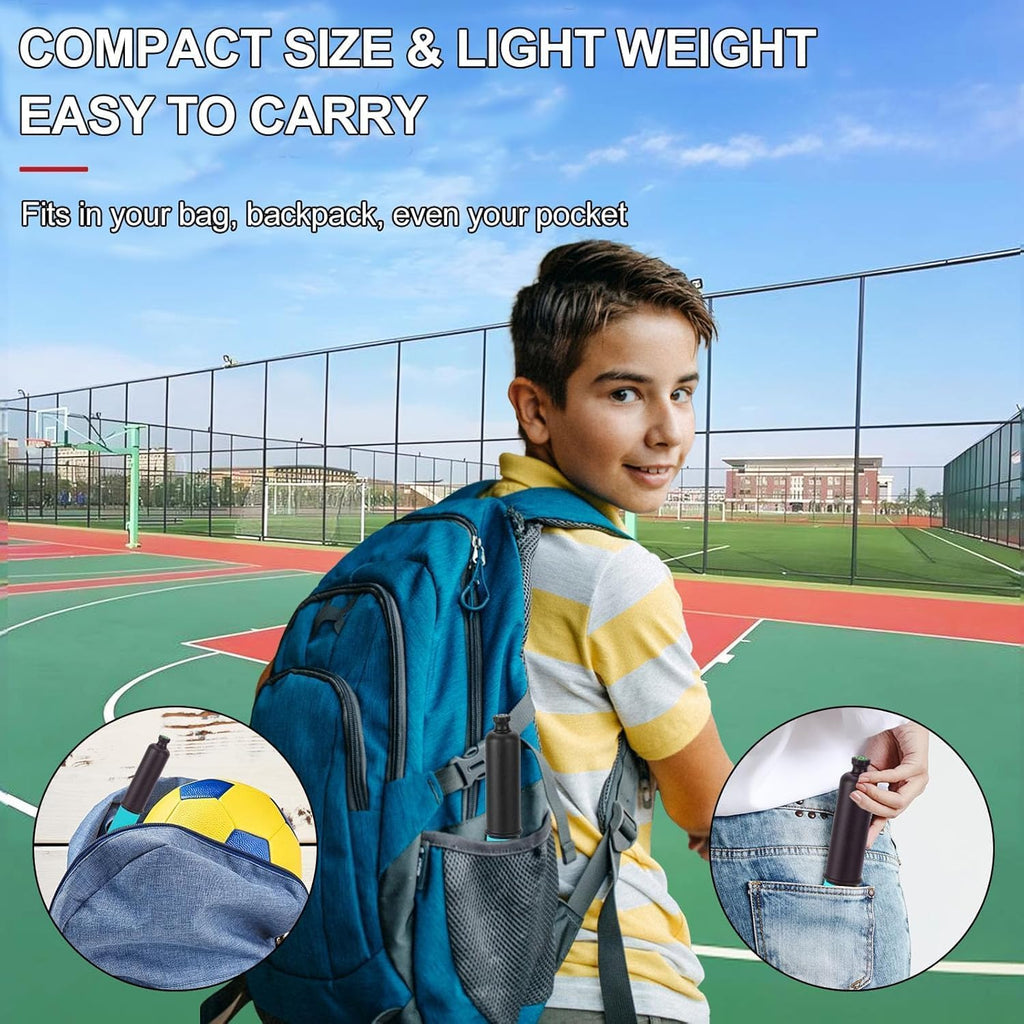 Ball Pump with Needle Storage(Never Lose Pin) Basketball Pump with 5 Needles and Extendable Cable, Soccer Football Pumps, Volleyball Pump Rugby Ball Inflator - Great for All Balls