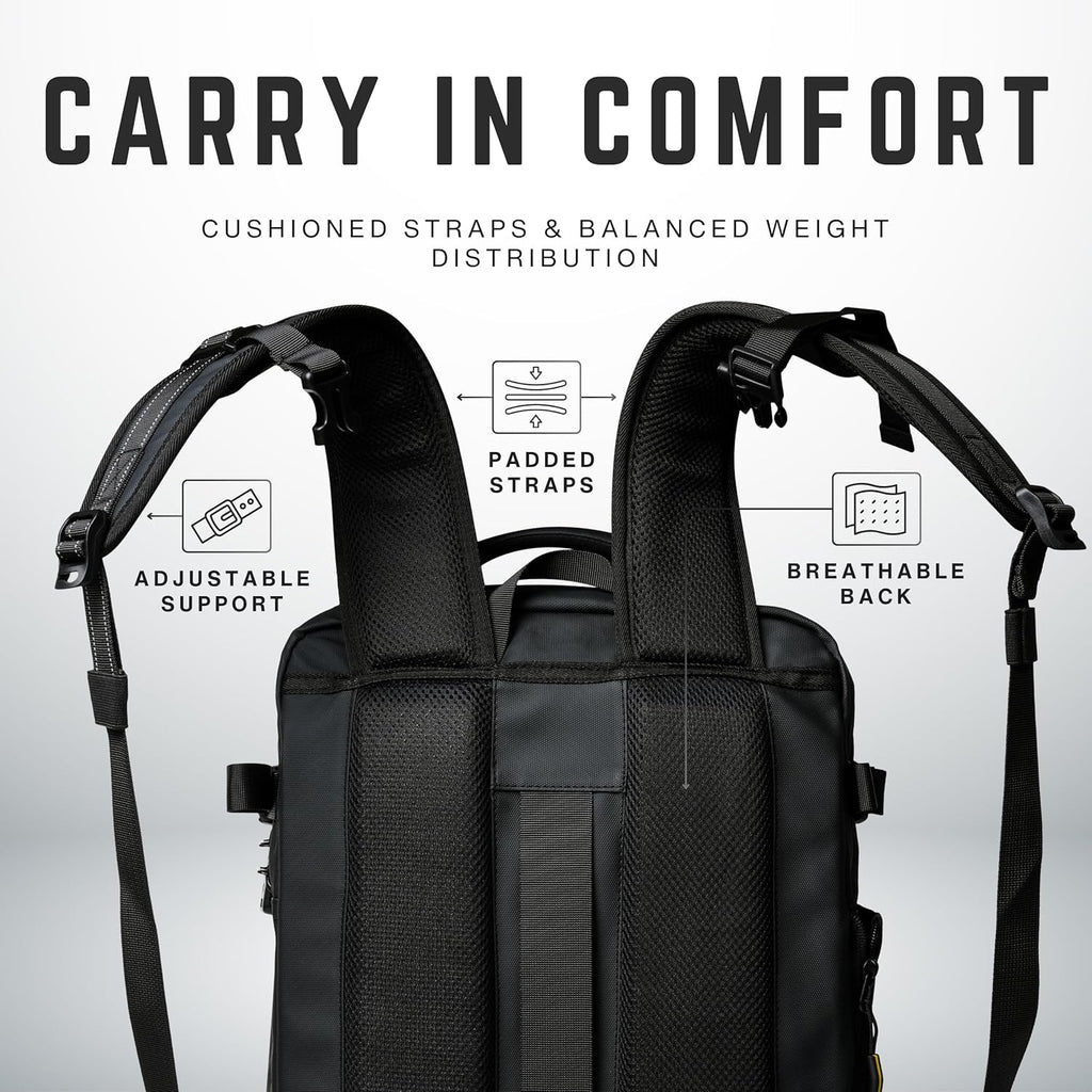 Vacuum Compression Travel Backpack Carry-On Flight Approved | 36–59L Expandable Personal-Item Size Bag with Built-in Vacuum Valve, TSA Lock, Laptop Sleeve, Waterproof Shell | Fits Under Airline Seats