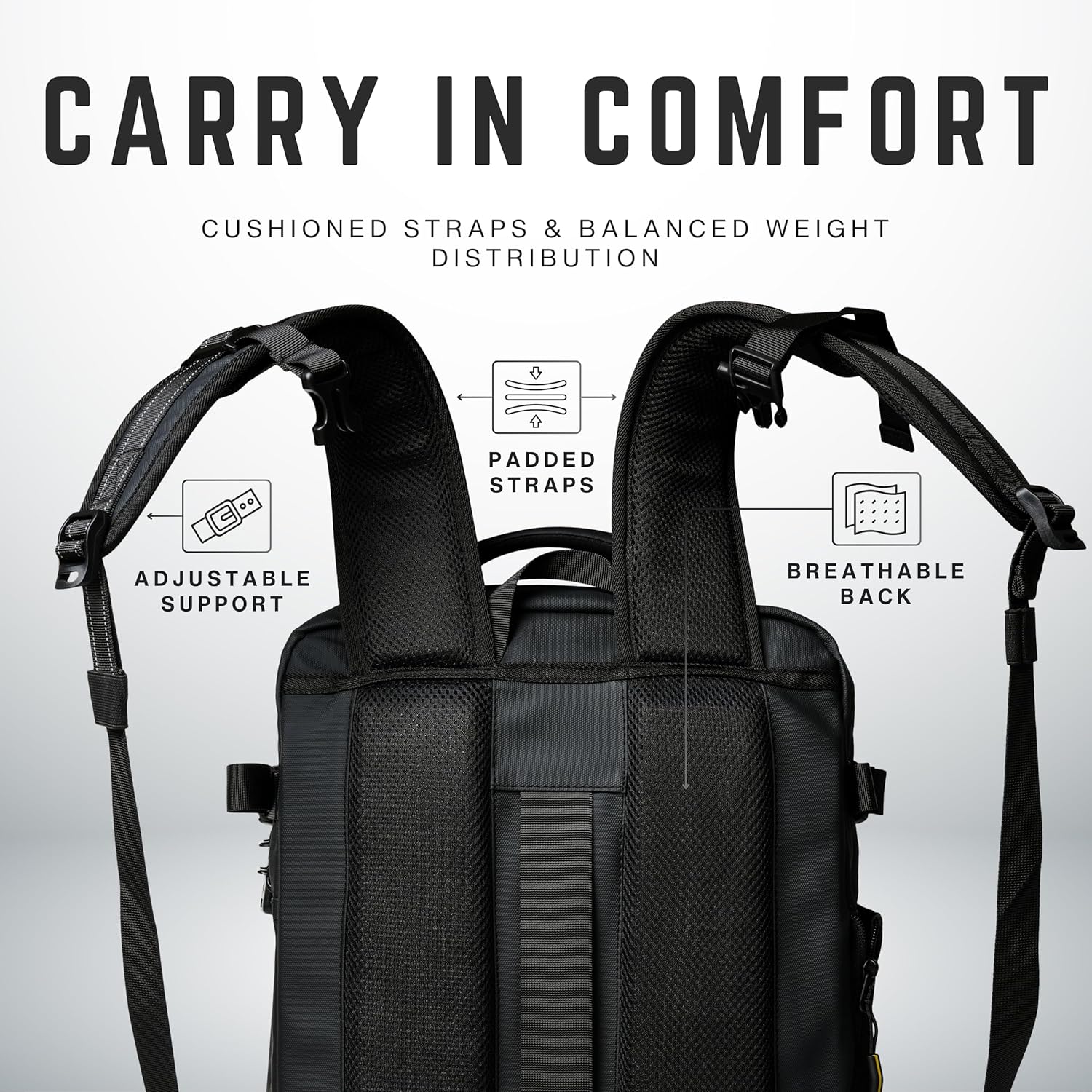Vacuum Compression Travel Backpack Carry-On Flight Approved | 36–59L Expandable Personal-Item Size Bag with Built-in Vacuum Valve, TSA Lock, Laptop Sleeve, Waterproof Shell | Fits Under Airline Seats
